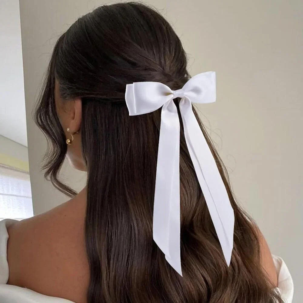 White Double Bow Knot Alligator Hair Clip